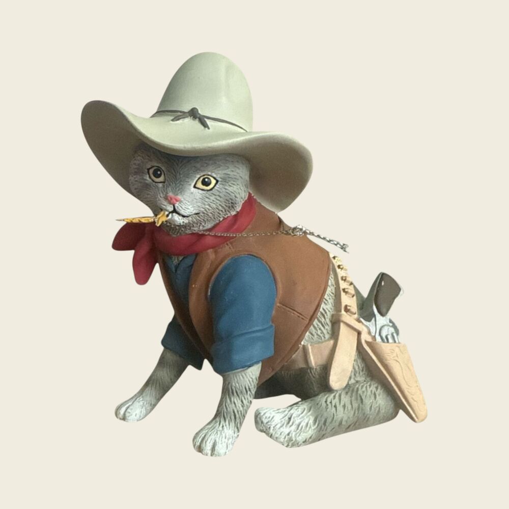 Hamilton Spurs 'N Fur One Bad Out-Claw Cowboy Cat Figurine 2016 Tag